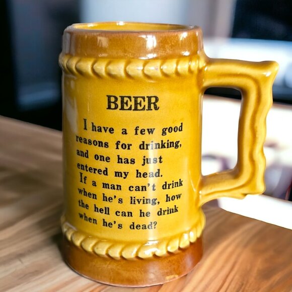 PORCELAIN SHOT MUG 3 1/2" Tall by 2 3/4" Wide Rare with WORDING/Phrase - Picture 3 of 5